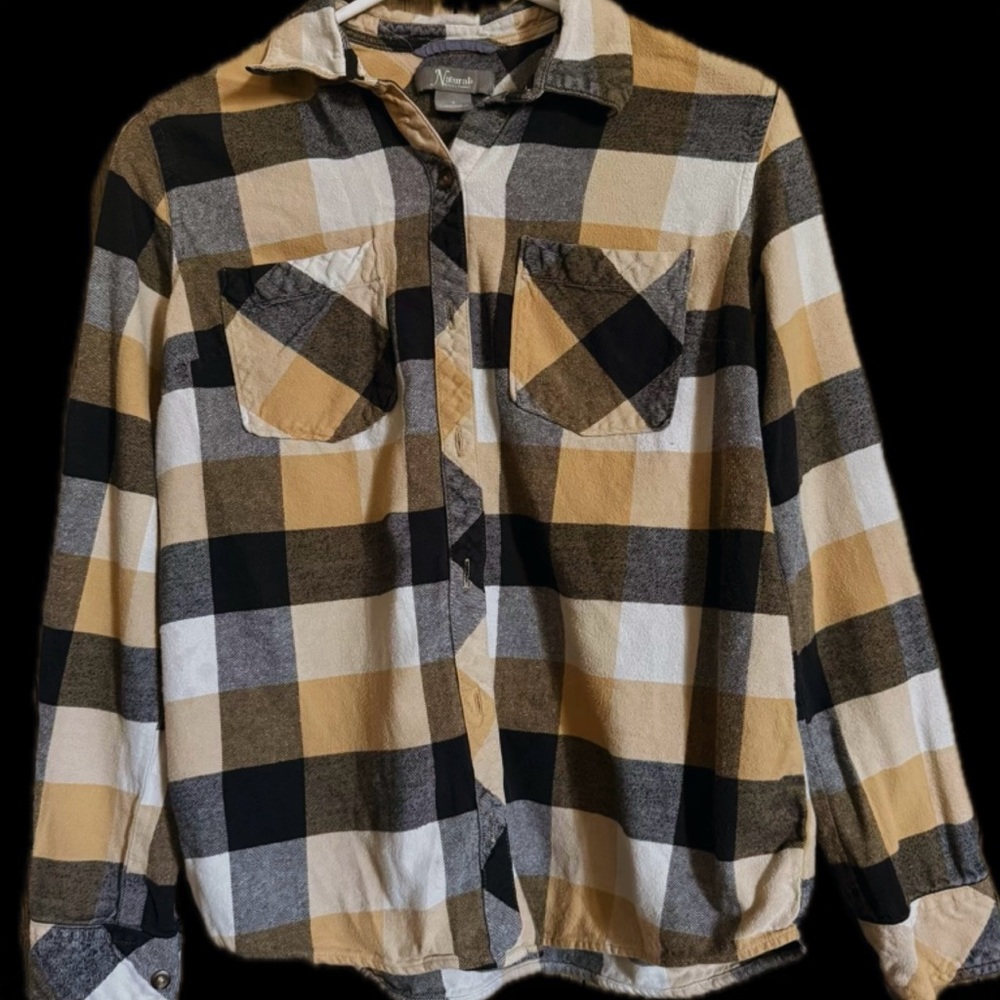 Black and Tan Plaid Casual Shirt